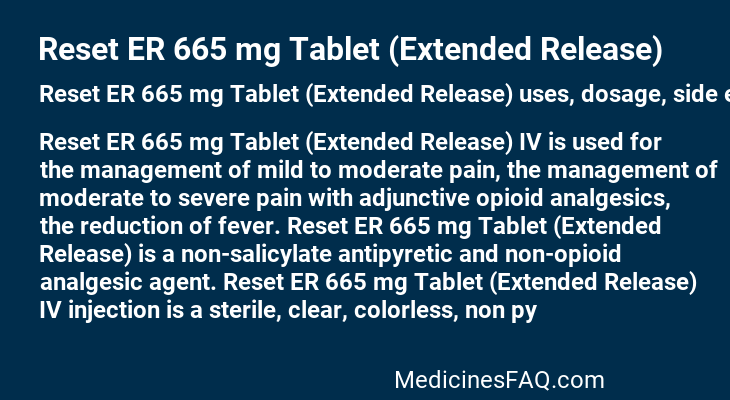 Reset ER 665 mg Tablet (Extended Release)