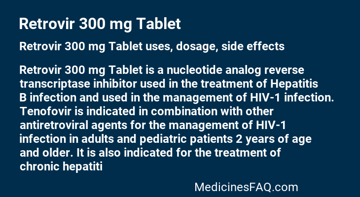 Retrovir 300 mg Tablet