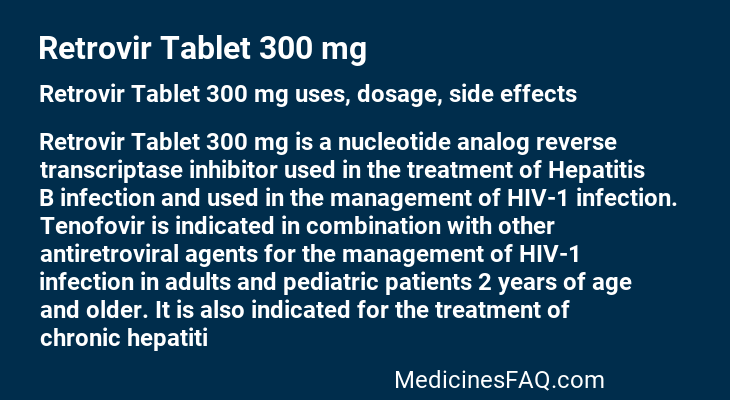 Retrovir Tablet 300 mg