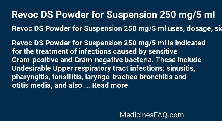 Revoc DS Powder for Suspension 250 mg/5 ml