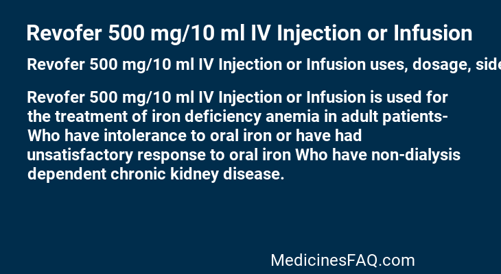 Revofer 500 mg/10 ml IV Injection or Infusion