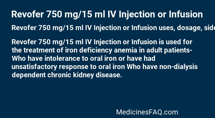 Revofer 750 mg/15 ml IV Injection or Infusion