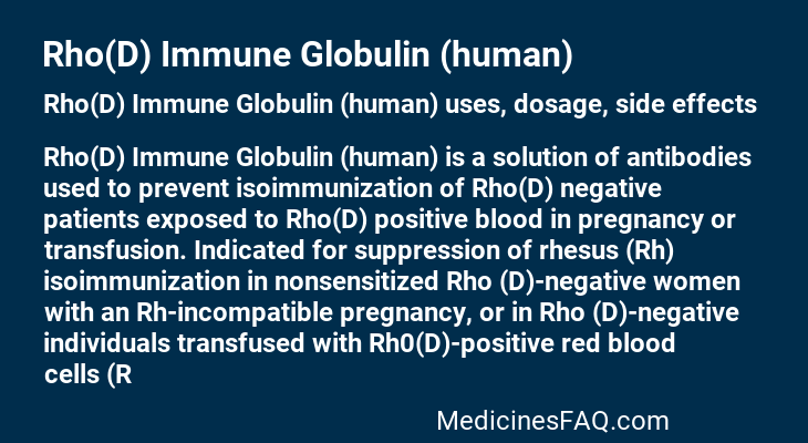 Rho(D) Immune Globulin (human)