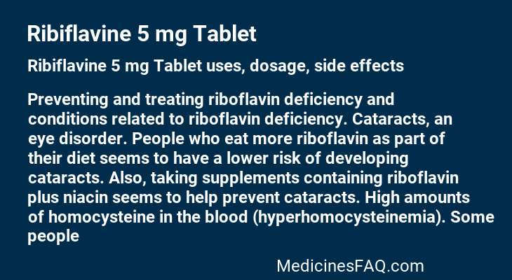 Ribiflavine 5 mg Tablet