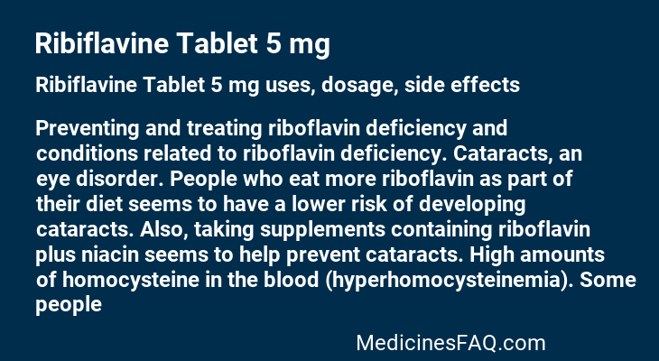 Ribiflavine Tablet 5 mg