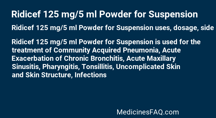 Ridicef 125 mg/5 ml Powder for Suspension