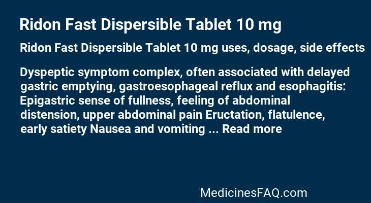 Ridon Fast Dispersible Tablet 10 mg