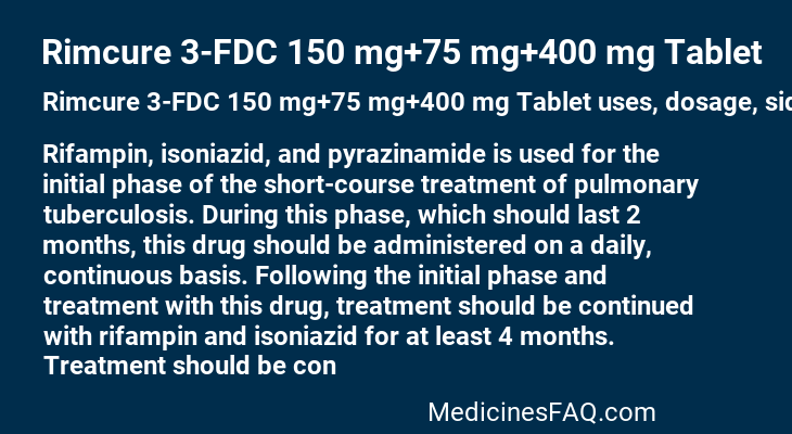 Rimcure 3-FDC 150 mg+75 mg+400 mg Tablet