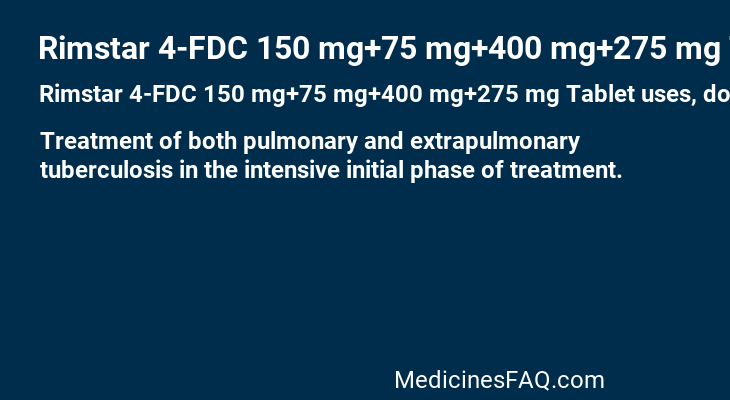 Rimstar 4-FDC 150 mg+75 mg+400 mg+275 mg Tablet