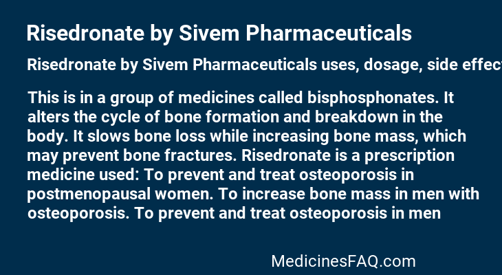 Risedronate by Sivem Pharmaceuticals