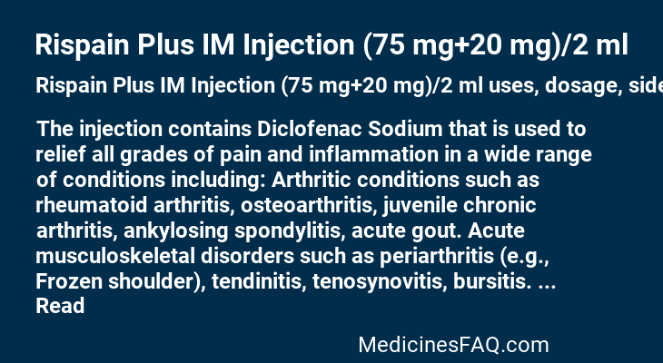 Rispain Plus IM Injection (75 mg+20 mg)/2 ml
