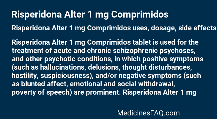 Risperidona Alter 1 mg Comprimidos