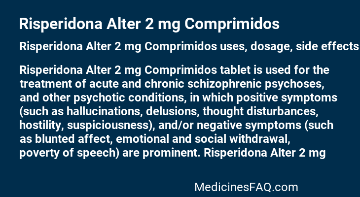 Risperidona Alter 2 mg Comprimidos