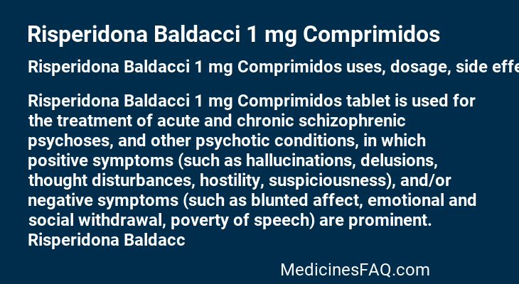 Risperidona Baldacci 1 mg Comprimidos