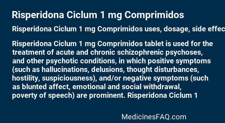 Risperidona Ciclum 1 mg Comprimidos