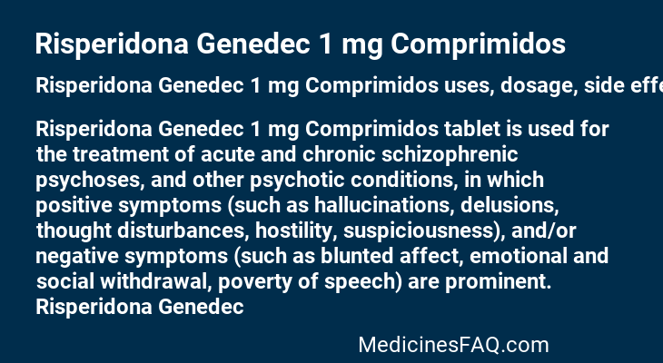 Risperidona Genedec 1 mg Comprimidos