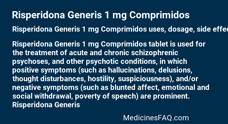 Risperidona Generis 1 mg Comprimidos