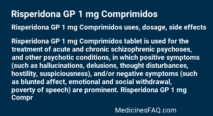 Risperidona GP 1 mg Comprimidos