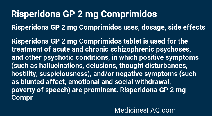 Risperidona GP 2 mg Comprimidos