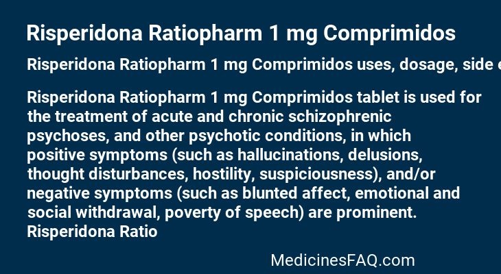 Risperidona Ratiopharm 1 mg Comprimidos