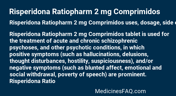 Risperidona Ratiopharm 2 mg Comprimidos