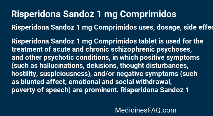 Risperidona Sandoz 1 mg Comprimidos