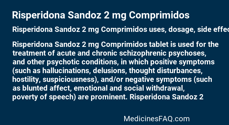 Risperidona Sandoz 2 mg Comprimidos