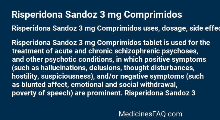 Risperidona Sandoz 3 mg Comprimidos