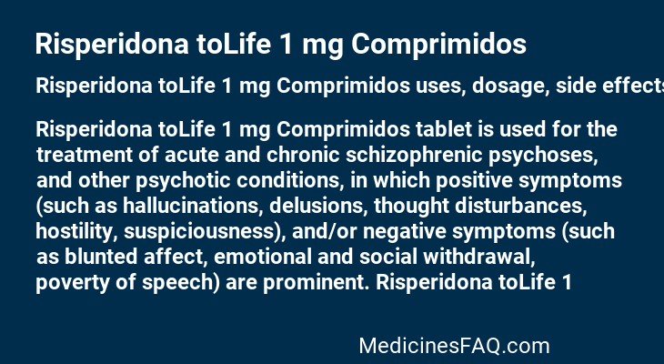 Risperidona toLife 1 mg Comprimidos