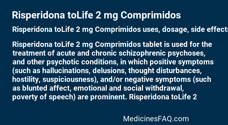 Risperidona toLife 2 mg Comprimidos