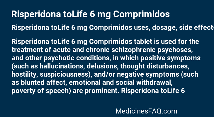 Risperidona toLife 6 mg Comprimidos