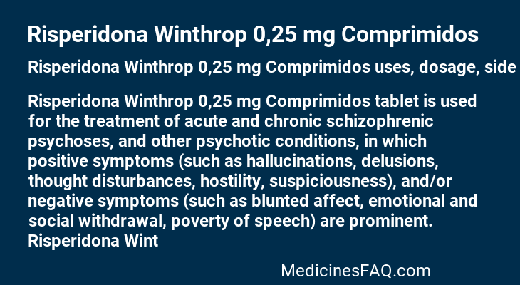 Risperidona Winthrop 0,25 mg Comprimidos