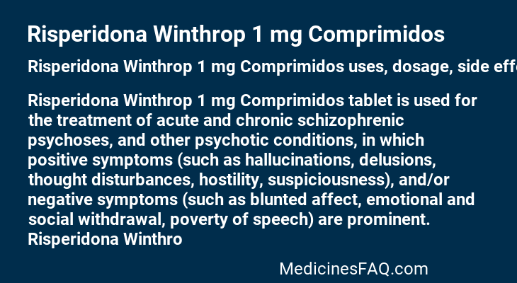 Risperidona Winthrop 1 mg Comprimidos