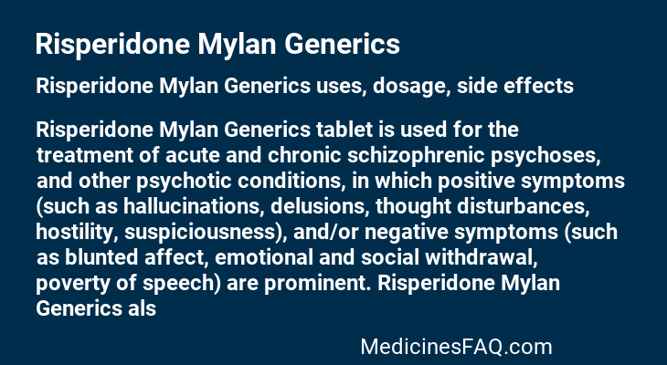 Risperidone Mylan Generics