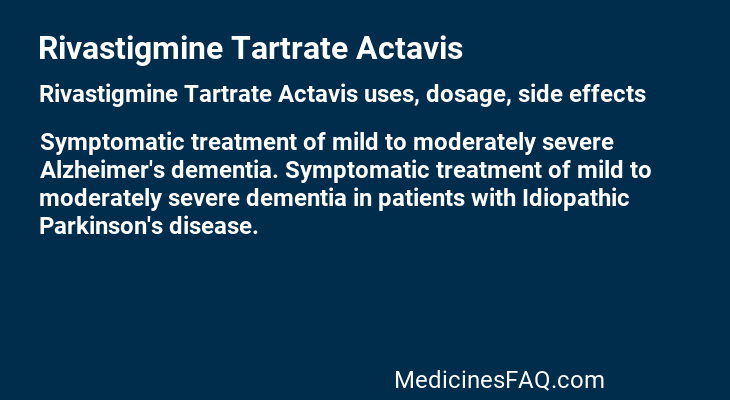 Rivastigmine Tartrate Actavis