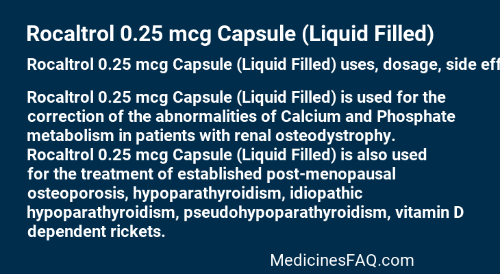 Rocaltrol 0.25 mcg Capsule (Liquid Filled)