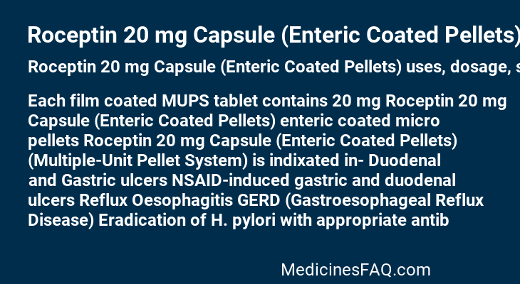 Roceptin 20 mg Capsule (Enteric Coated Pellets)