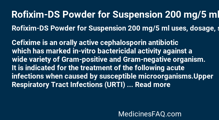 Rofixim-DS Powder for Suspension 200 mg/5 ml