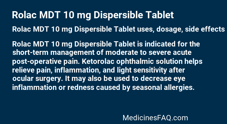 Rolac MDT 10 mg Dispersible Tablet