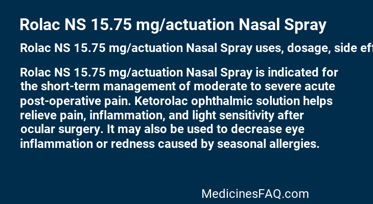 Rolac NS 15.75 mg/actuation Nasal Spray