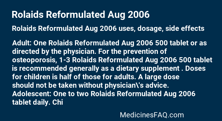 Rolaids Reformulated Aug 2006