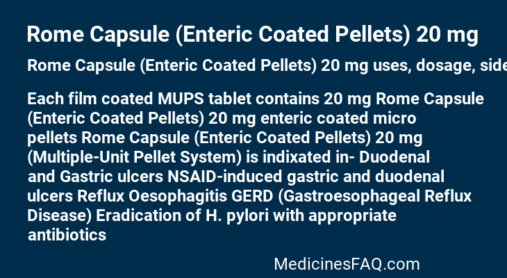 Rome Capsule (Enteric Coated Pellets) 20 mg