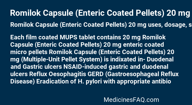 Romilok Capsule (Enteric Coated Pellets) 20 mg