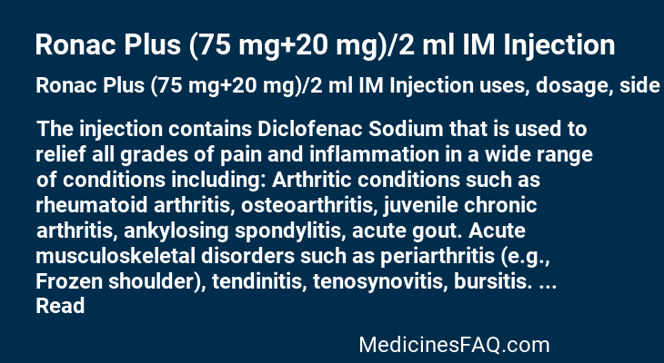 Ronac Plus (75 mg+20 mg)/2 ml IM Injection