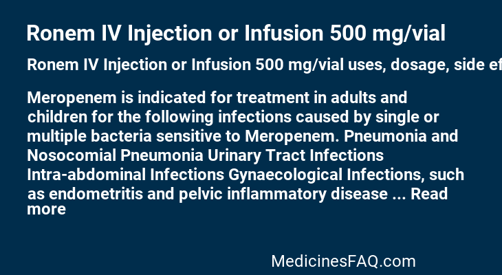 Ronem IV Injection or Infusion 500 mg/vial