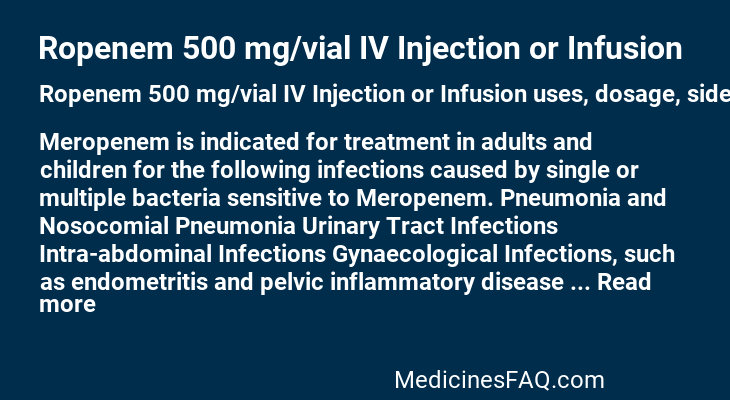 Ropenem 500 mg/vial IV Injection or Infusion