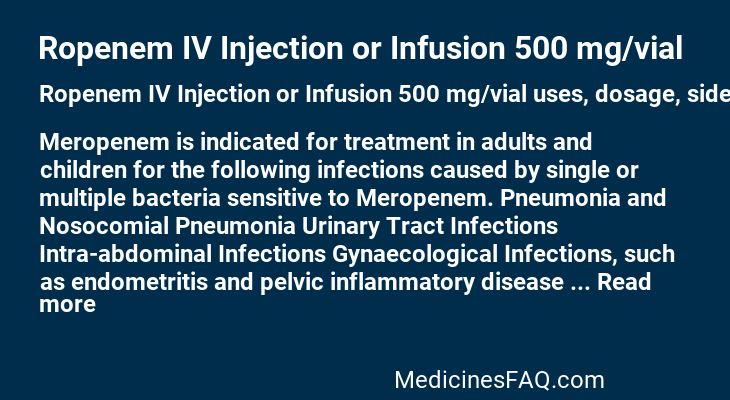 Ropenem IV Injection or Infusion 500 mg/vial