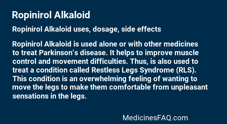 Ropinirol Alkaloid