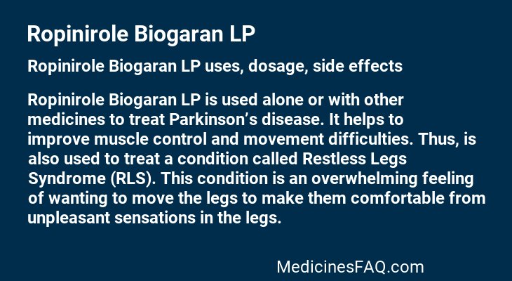 Ropinirole Biogaran LP