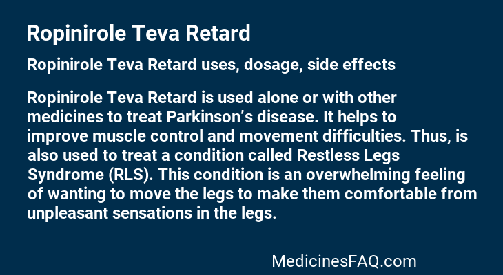 Ropinirole Teva Retard